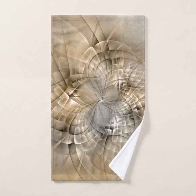 Earth Tones Abstract Modern Fractal Art Texture Hand Towel (Hand Towel)