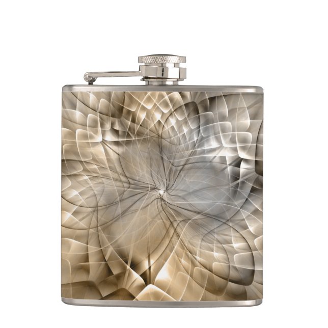 Earth Tones Abstract Modern Fractal Art Texture Hip Flask (Front)