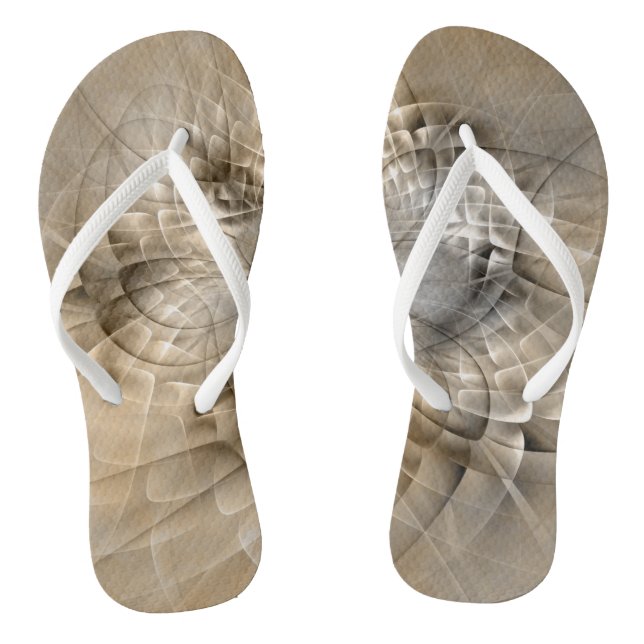 Earth Tones Abstract Modern Fractal Art Texture Jandals (Footbed)