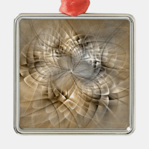Earth Tones Abstract Modern Fractal Art Texture Metal Tree Decoration