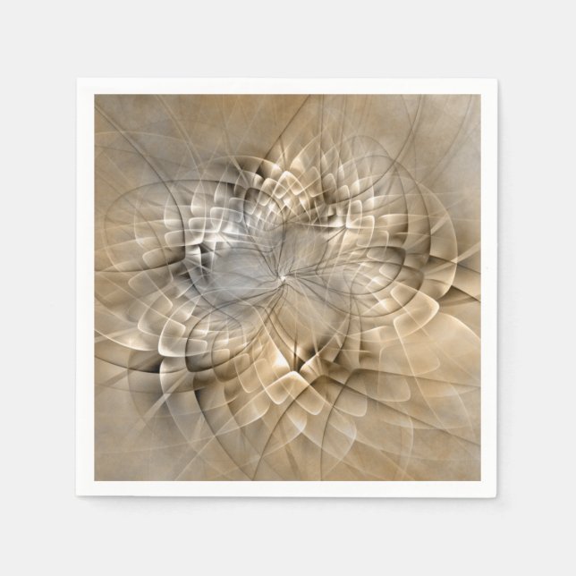 Earth Tones Abstract Modern Fractal Art Texture Napkin (Front)