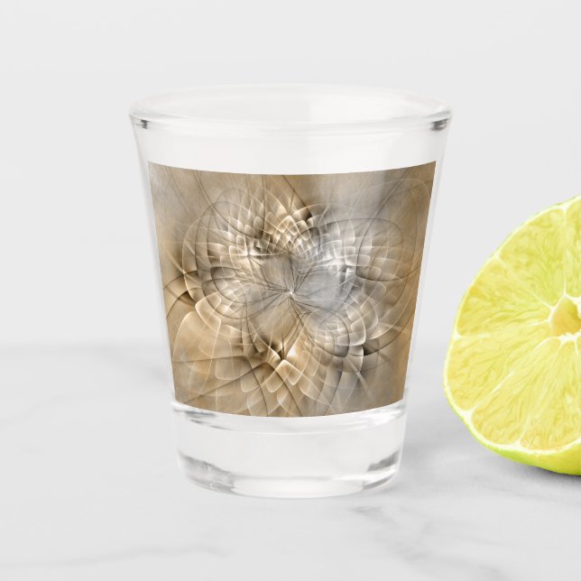 Earth Tones Abstract Modern Fractal Art Texture Shot Glass (Front)