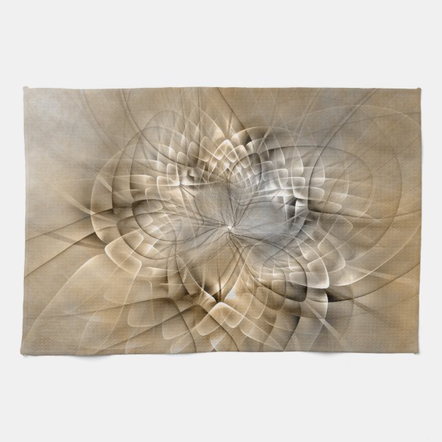 Earth Tones Abstract Modern Fractal Art Texture Tea Towel (Horizontal)