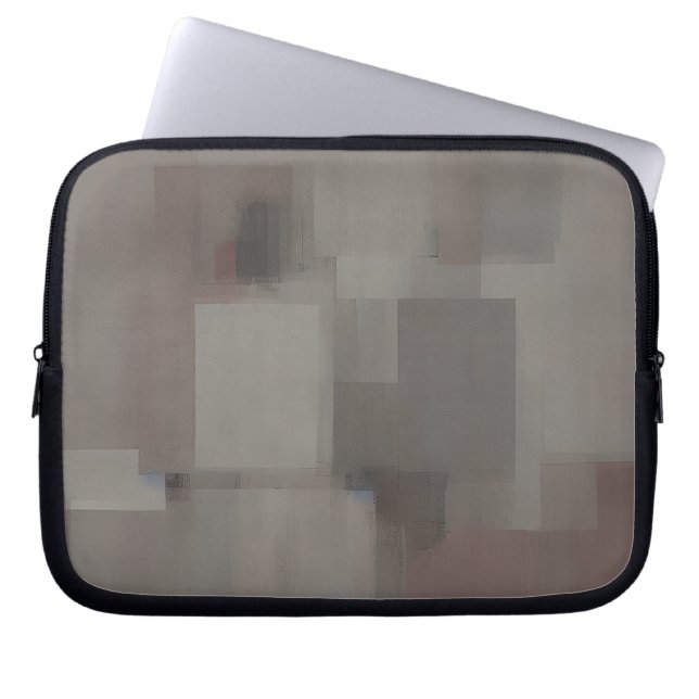 Earth tones abstract squares  laptop sleeve (Front)