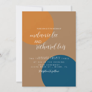 Earth Tones and Navy Shapes Wedding Invitation