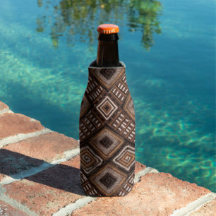 Earth Tones Boho Mud Cloth Style Pattern Bottle Cooler