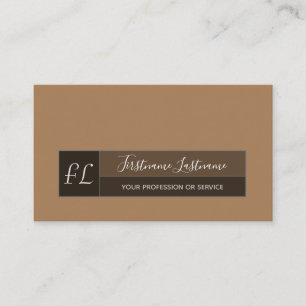 Earth tones calligraphy grey rectangle monogram business card