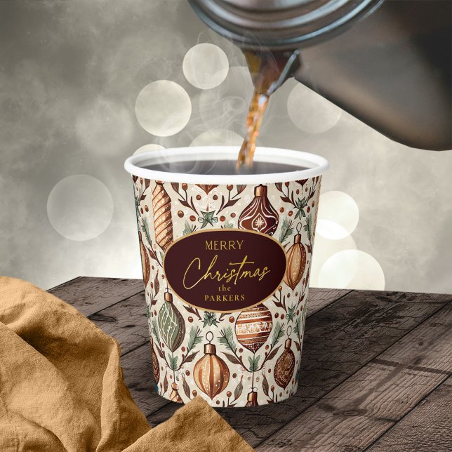 Earth Tones Christmas Pattern#12 ID1009 Paper Cups (Creator Uploaded)