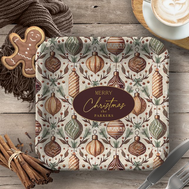 Earth Tones Christmas Pattern#12 ID1009 Paper Plate (Creator Uploaded)