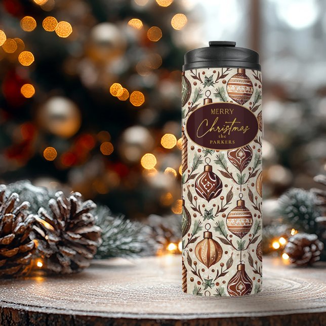 Earth Tones Christmas Pattern#12 ID1009 Thermal Tumbler (Creator Uploaded)