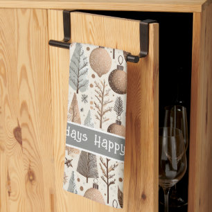 Earth Tones Christmas Pattern#25 ID1009 Tea Towel