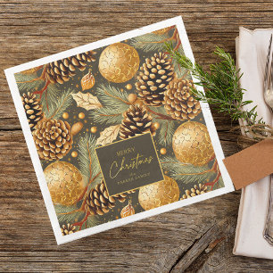 Earth Tones Christmas Pattern#29 ID1009 Napkin