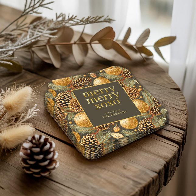 Earth Tones Christmas Pattern#29 ID1009 Square Paper Coaster (Creator Uploaded)