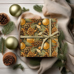 Earth Tones Christmas Pattern#29 ID1009 Wrapping Paper<br><div class="desc">If you are wondering what colour combinations to pick for your Christmas decor and gift wrap supplies this year, I've created collections of coordinating patterns to make life just a bit easier. This 'Merry Christmas' gift wrap features a watercolor pattern of pinecones and foliage in earth tones and gold. Search...</div>