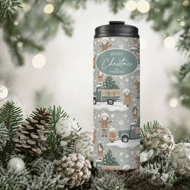 Earth Tones Christmas Pattern#2 ID1009 Thermal Tumbler (Creator Uploaded)