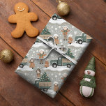 Earth Tones Christmas Pattern#2 ID1009 Wrapping Paper<br><div class="desc">If you are wondering what colour combinations to pick for your Christmas decor and gift wrap supplies this year, I've created collections of coordinating patterns to make life just a bit easier. This whimsical gift wrap pattern of a vintage truck and children playing in snow, is shown here in a...</div>