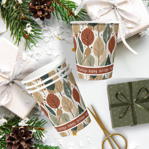 Earth Tones Christmas Pattern#5 ID1009 Paper Cups