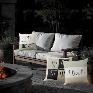 Earth Tones Crocus Flower Geometric Throw Pillow