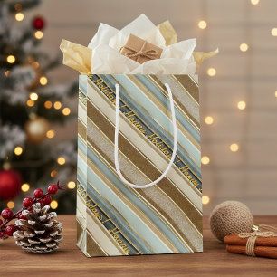 Earth Tones Gold Christmas Pattern#28 ID1009 Medium Gift Bag
