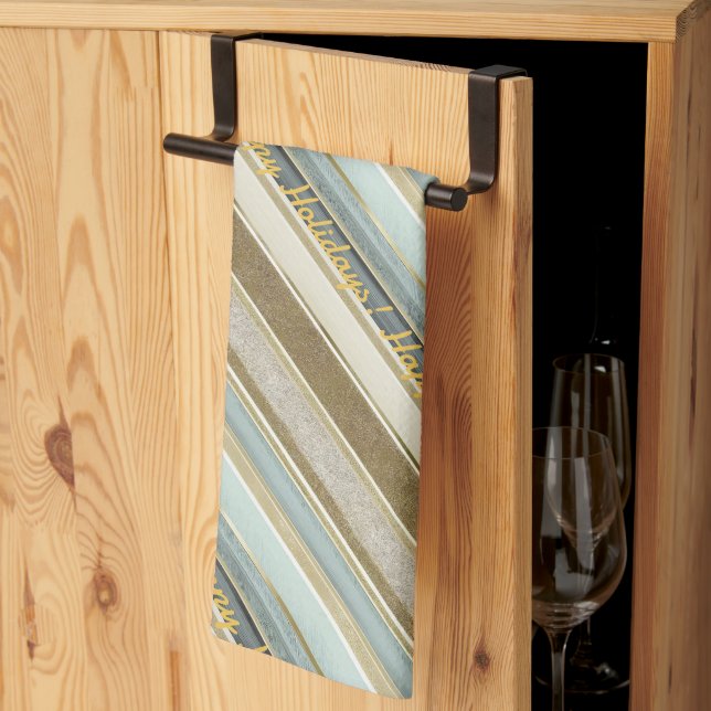 Earth Tones Gold Christmas Pattern#28 ID1009 Tea Towel (Thirds Fold)