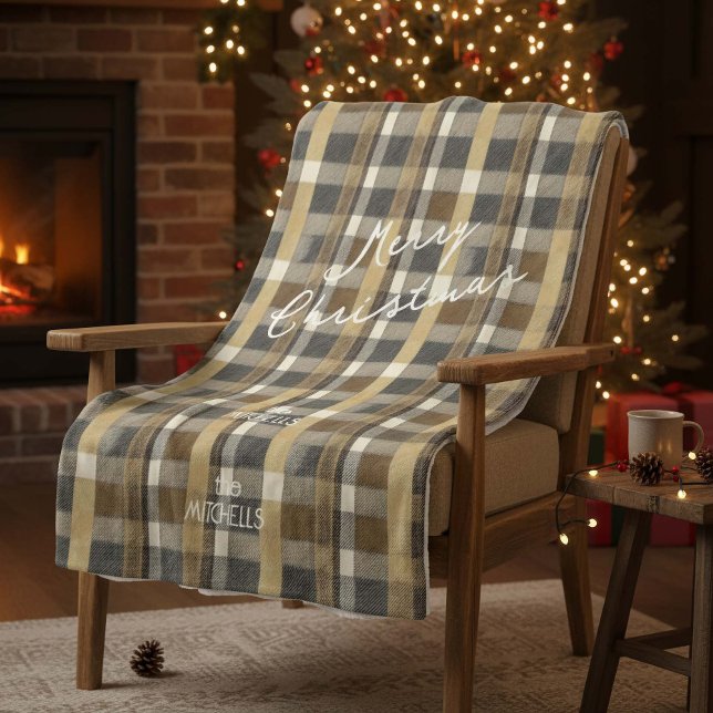 Earth Tones Gold Christmas Pattern#7 ID1009 Fleece Blanket (Creator Uploaded)