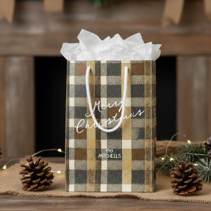 Earth Tones Gold Christmas Pattern#7 ID1009 Medium Gift Bag