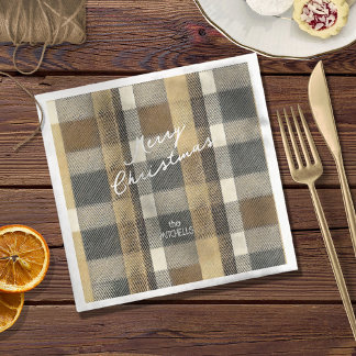 Earth Tones Gold Christmas Pattern#7 ID1009 Napkin