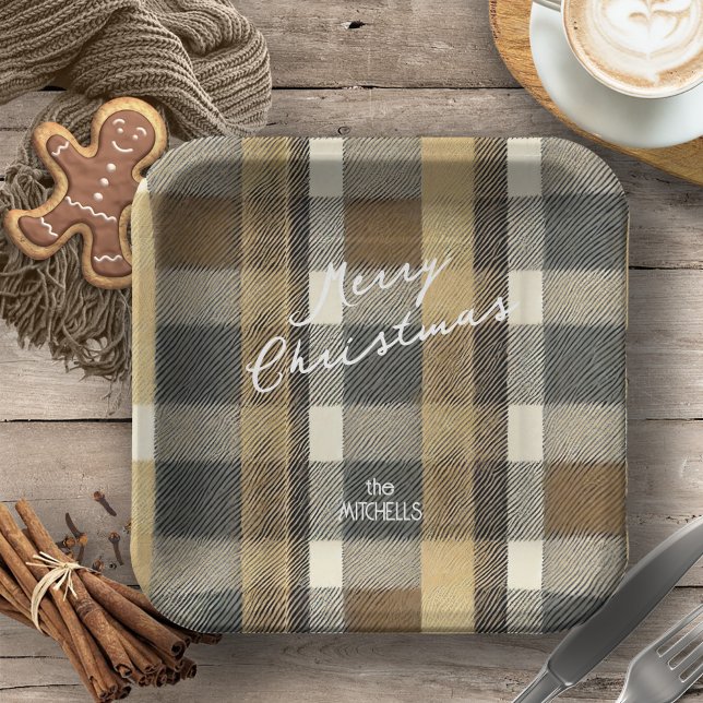 Earth Tones Gold Christmas Pattern#7 ID1009 Paper Plate (Creator Uploaded)