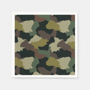 Earth Tones Green Brown Camouflage Napkin