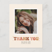 Earth Tones Groovy Retro Graduation Thank You
