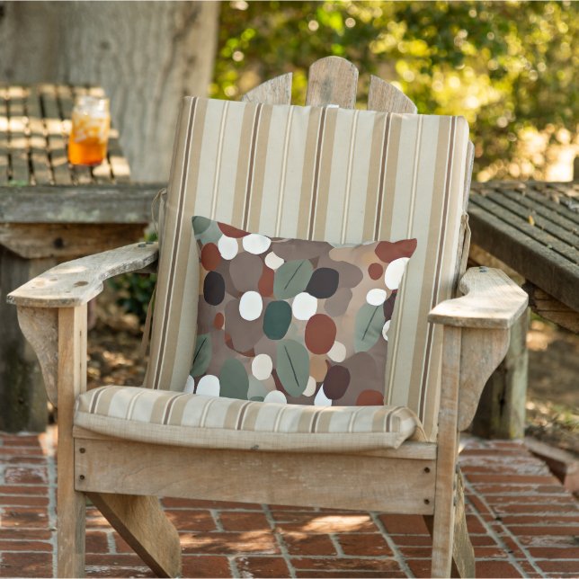 Earth tones leaves and dots cushion (Chair)