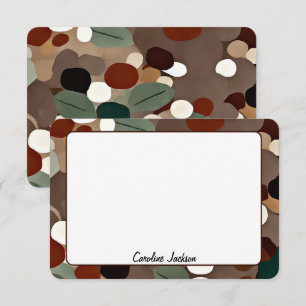 Earth tones leaves and dots personalised card