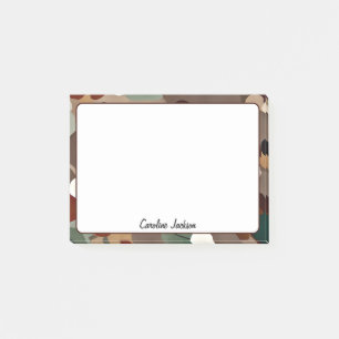 Earth tones leaves and dots personalised post-it notes