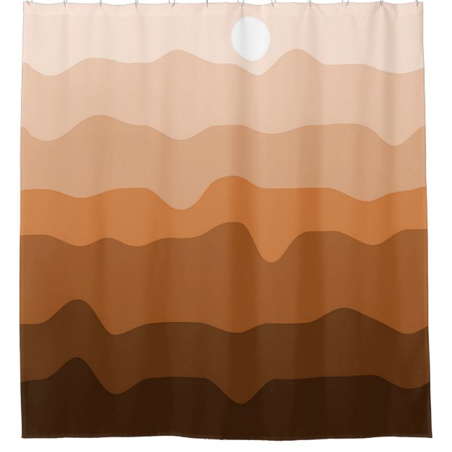 Earth Tones Minimalist Desert Landscape with Sun  Shower Curtain (Front)