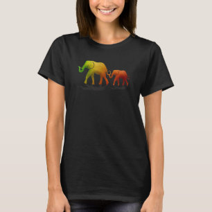 Earth Tones Mother And Baby Elephant T-Shirt