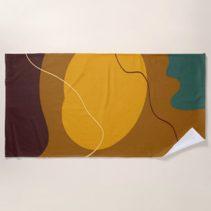 Earth tones organic shapes abstract background beach towel