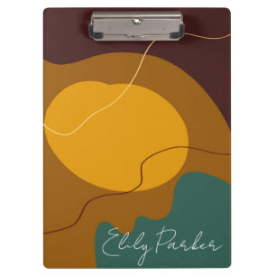 Earth tones organic shapes abstract background clipboard