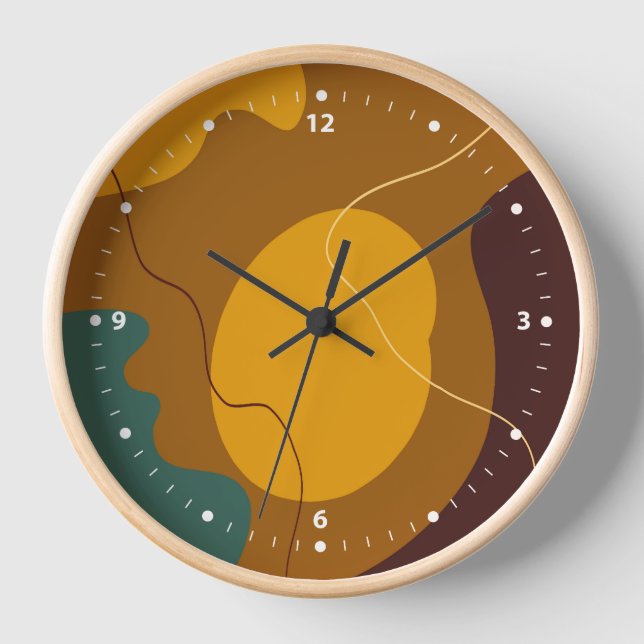 Earth tones organic shapes abstract background clock (Front)