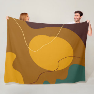 Earth tones organic shapes abstract background fleece blanket