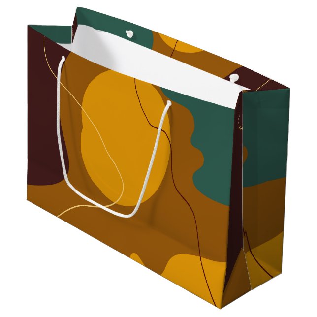 Earth tones organic shapes abstract background large gift bag (Front Angled)