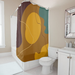 Earth tones organic shapes abstract background shower curtain