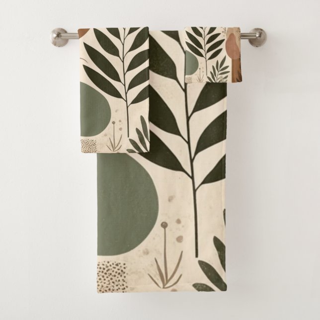 earth tones pattern bath towel set (Insitu)