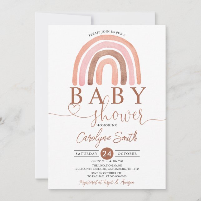 Earth Tones Rainbow Baby Shower Invitation (Front)