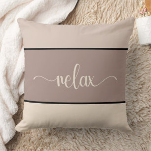 Earth Tones Script "Relax" Throw Pillow