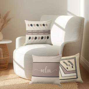 Earth Tones Script "Relax" Throw Pillow