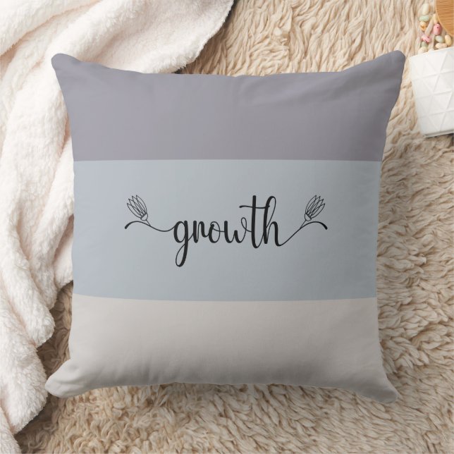 Earth Tones Striped "Growth" Script Throw Pillow (Blanket)