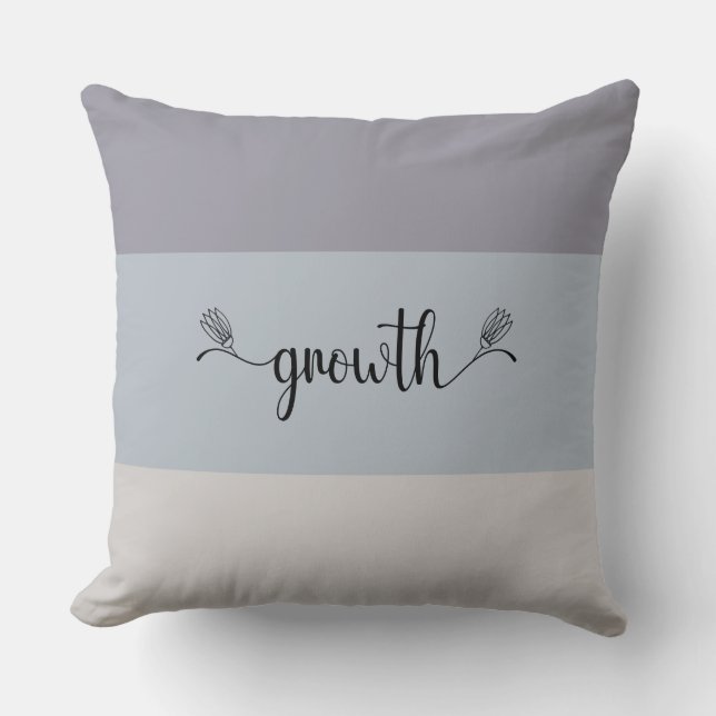 Earth Tones Striped "Growth" Script Throw Pillow (Front)