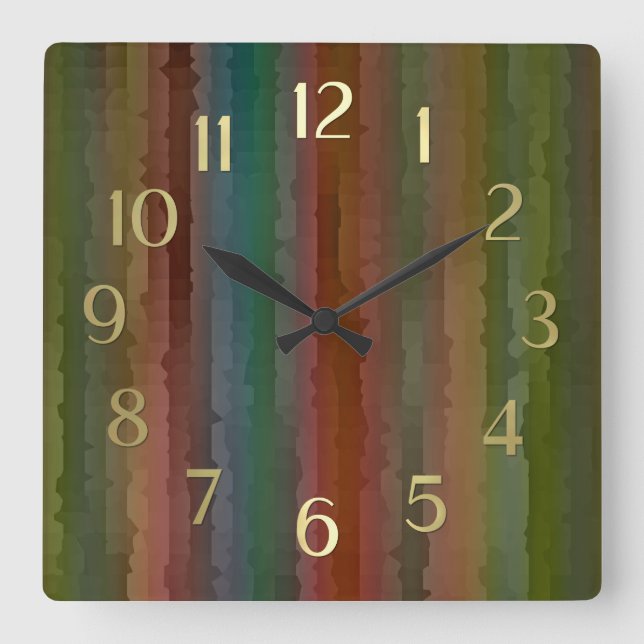 Earth Tones Techno Streaks Square Wall Clock (Front)