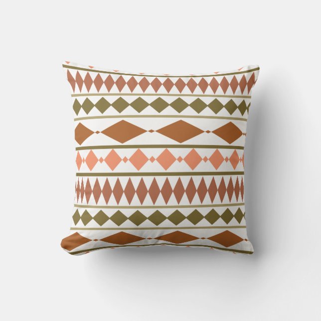 Earth Tones Tribal Geometric Pattern Cushion (Front)