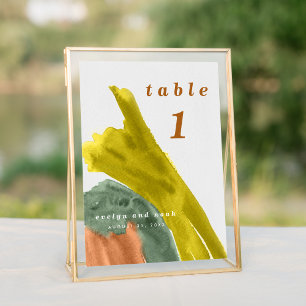 Earth Tones Watercolor Table Number